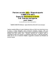 PANIERE COMPLETO 2024 Quiz + Aperte Biochimica Clinica Prof. Ieraci eCampus