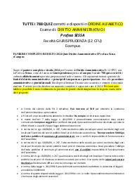 PANIERE COMPLETO RISOLTO 2024 Quiz Diritto Amministrativo I Prof.ssa Sessa