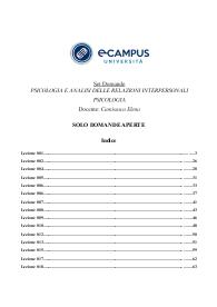 Paniere domande aperte - PSICOLOGIA E ANALISI DELLE RELAZIONI INTERPERSONALI - PSICOLOGIA - Prof. Camisasca