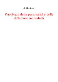 Psicologia della personalità e delle differenze individuali - Rossana De Beni