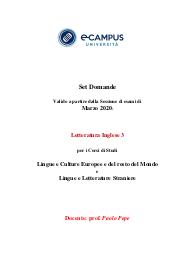 Paniere di LETTERATURA INGLESE 3, Prof PEPE, ECAMPUS - Chiuse