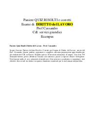Paniere Quiz Risolti Diritto del Lavoro - Prof. Cassandro ecampus ottobre 24