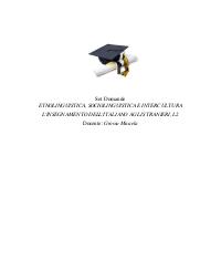 Paniere ETNOLINGUISTICA, SOCIOLINGUISTICA E INTERCULTURA MASTER Ecampus