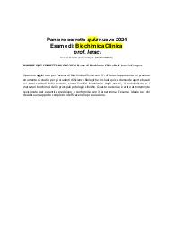 PANIERE QUIZ CORRETTO NUOVO 2024 Esame di Biochimica Clinica Prof. Ieraci