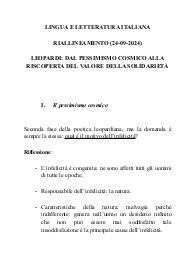 Leopardi appunti lezione di italiano