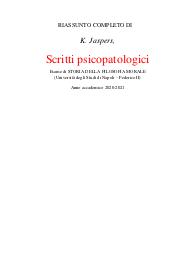 K. Jaspers, Scritti psicopatologici. Filosofia morale