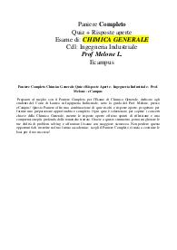 Paniere Completo Chimica Generale Quiz e Risposte Aperte - Ingegneria Industriale - Prof. Melone