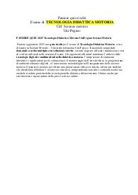PANIERE QUIZ 2025 Tecnologia Didattica Motoria UniPegaso