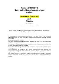 Paniere Completo di Letteratura Francese 5 - Quiz Risolti, Risposte Aperte e Fuori Paniere | Prof. Pigozzo