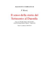 P. Rossi, Il senso della storia dal Settecento al Duemila