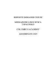 Risposte domande chiuse mediazione linguistica 2 spagnolo aggiornate 2025 columbus academy