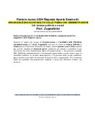 Paniere Organizzazione e Contabilità delle Pubbliche Amministrazioni Prof. Zoppelletto 2024: Risposte Aperte