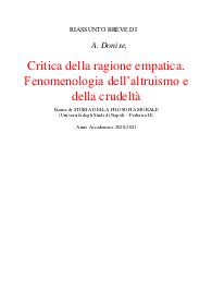 A. Donise, Critica della ragione empatica.