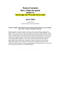 Paniere Completo Quiz e Risposte aperte Esame Sociologia dei Processi Economici prof. Vinci