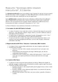 Riassunto del libro "Sociologia Delle Relazioni Interculturali" di E.Colombo