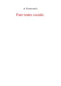 Fare teatro sociale - Alessandro Pontremoli