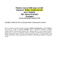 PANIERE COMPLETO NUOVO 2024 Quiz Diritto Costituzionale Prof. Podetta