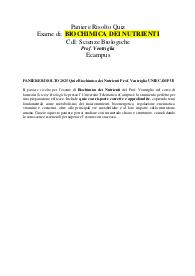 PANIERE RISOLTO 2025 Quiz Biochimica dei Nutrienti Prof. Ventriglia