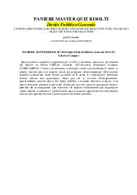 PANIERE MASTER RISOLTO 2024 Quiz Diritto Pubblico Generale Prof. De Sanctis eCampus