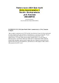 PANIERE NUOVO 2024 Quiz Risolti Diritto Amministrativo 2 Prof. Nunziata