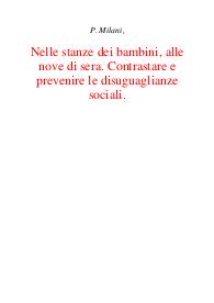 Nelle stanze dei bambini, alle nove della sera. Contrastare e prevenire le disuguaglianze sociali - Paola Mila