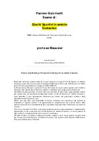 Paniere Quiz Risolti per l'Esame di Giochi Sportivi in Ambito Scolastico prof Maussier