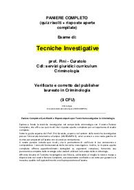 Paniere Completo: Quiz Risolti e Risposte Aperte per Tecniche Investigative in Criminologia