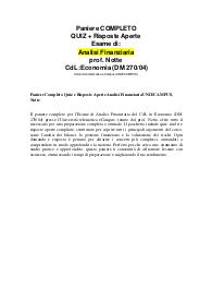 Paniere Completo Quiz e Risposte Aperte Analisi Finanziaria UNIECAMPUS, Notte