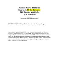 PANIERE NUOVO 2024 Quiz Diritto Bancario Prof. Corcioni eCampus