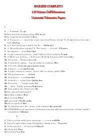 Inglese - Completo - L19 Scienze dell'Educazione - UniPegaso