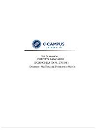 Set Domande DIRITTO BANCARIO ECONOMIA (D.M. 270/04) Docente: Maffezzoni Francesco Maria
