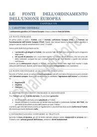 riassunto COMPLETO dei cap. VII-VIII del manuale "istituzioni di diritto dell'Unione europea- U.Villani"