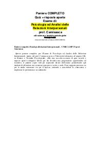 Paniere completo Psicologia Relazioni Interpersonali – UNIECAMPUS prof. Camisasca