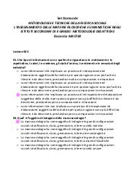 Set Domande METODOLOGIE E TECNICHE DELLA RICERCA SOCIALE L'INSEGNAMENTO DELLE MATERIE FILOSOFICHE E UMANISTICH