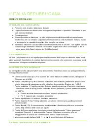 appunti di storia sull'Italia repubblicana - scuola superiore