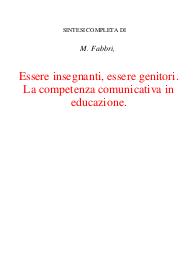 Essere insegnanti, essere genitori. La competenza comunicativa in educazione