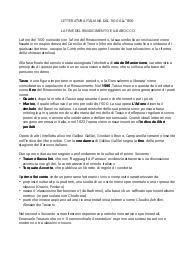 Sintesi argomenti di letteratura italiana ‘500-‘800