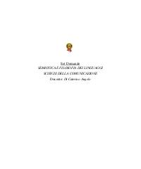 Paniere PANIERE SEMIOTICA E FILOSOFIA DEI LINGUAGGI Università Ecampus