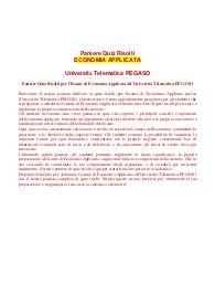 Paniere Quiz Risolti per l'Esame di Economia Applicata all'Università Telematica PEGASO