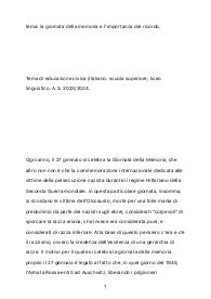 Tema: La Giornata della Memoria e l’importanza del ricordo.