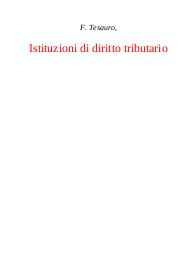 F. Tesauro, Istituzioni di diritto tributario