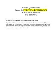 PANIERE QUIZ CORRETTO 2025 Politica Economica Uni-Pegaso