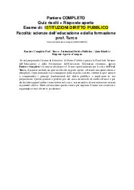 Paniere Completo Prof. Turco - Istituzioni Diritto Pubblico - Quiz Risolti e Risposte Aperte eCampus