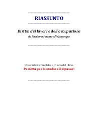 Riassunto del libro: "Diritto dei lavori e dell'occupazione" di Santoro Passarelli Giuseppe