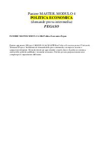 PANIERE MASTER MODULO 4 2024 Politica Economica Pegaso