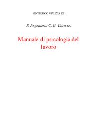 Manuale di psicologia del lavoro Argentero