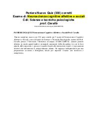 PANIERE 2024 QUIZ Neuroscienze Cognitive Affettive e Sociali Prof. Cavallo