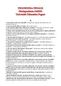 PROCEDURA PENALE - Giurisprudenza LMG01 - Università Telematica Pegaso