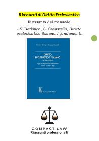 Riassunto integralmente sostitutivo di BERLINGO', CASUSCELLI - Diritto Ecclesiastico Italiano. I fondamenti
