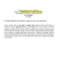 PANIERE COMPLETO 2025 Modellistica e Simulazione Prof. Freddi UNIECAMPUS